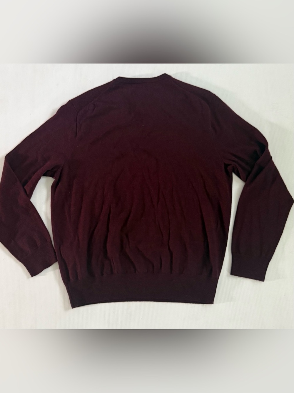 Polo Ralph Lauren Mens XL Burgundy Merino Wool V-Neck Sweater Pony Logo - Picture 3 of 7
